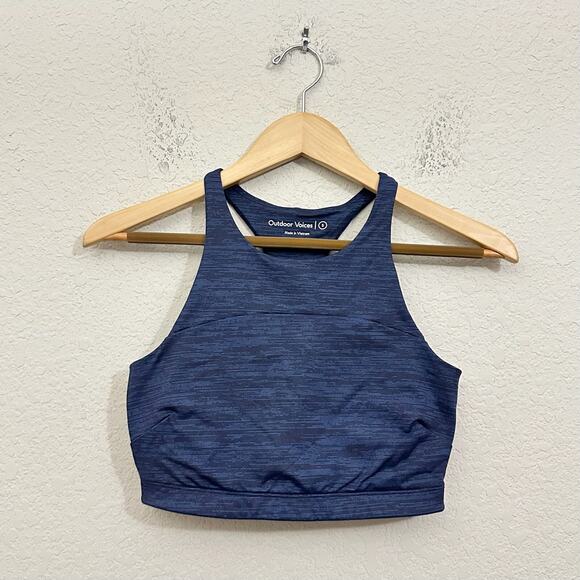 OUTDOOR VOICES TechSweat Crop Top Navy Blue Racerback Gym Activewear - Picture 3 of 6
